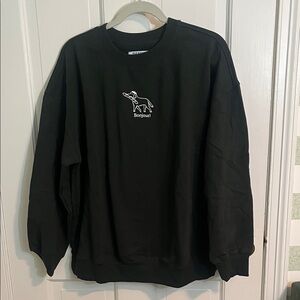 NWT Old Navy Oversized Bonjour Dog Sweatshirt Forest Green Size S